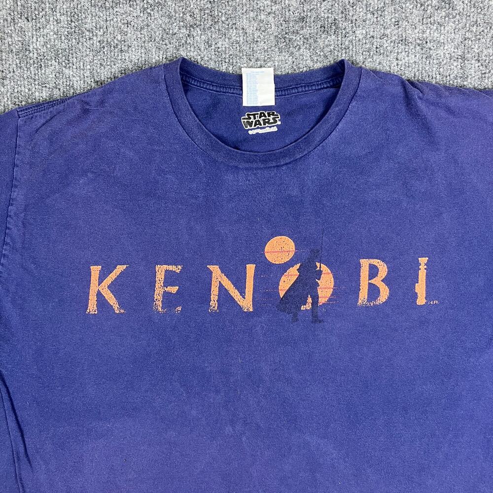 Port & Company T-Shirt Mens XL Purple Star Wars Kenobi Graphic Tee Cotton Casual